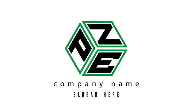 PZE polygon creative latter logo