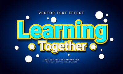 Learning together editable text style effect themed education school