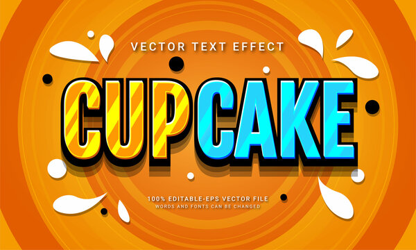 cup cake editable text style effect themed sweet food menu