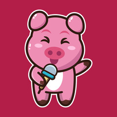 vector illustration of cute baby piggy 