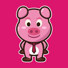 Obraz na płótnie Canvas vector illustration of cute baby piggy 