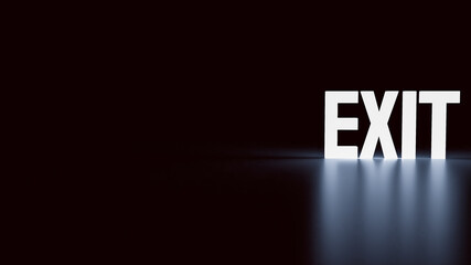 exit word glow in the dark for business or abstract  concept 3d rendering