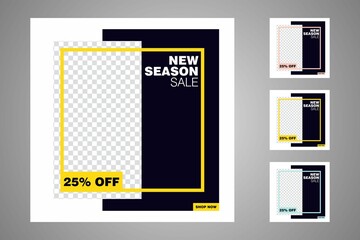 New set of editable minimal banner templates. Suitable for social media posts and web or internet ads. Vector illustration with photo college.
