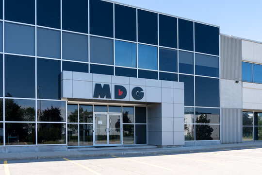 Oakville, ON, Canada - August 15, 2021: Entrance to MDG Canada 
Corporate office in Oakville, On, Canada. MDG is a North America&rsquo;s leader in consumer financing.
