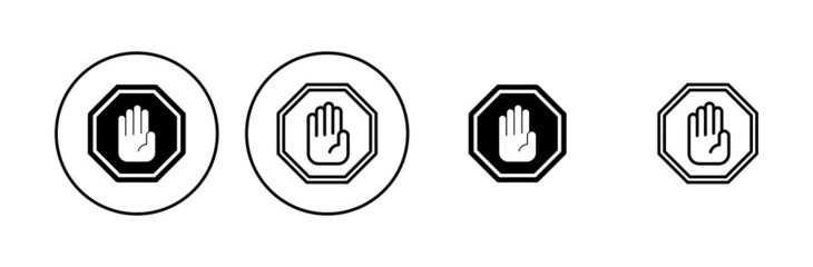 Fototapeta premium Stop icon set. stop road sign. hand stop icon vector