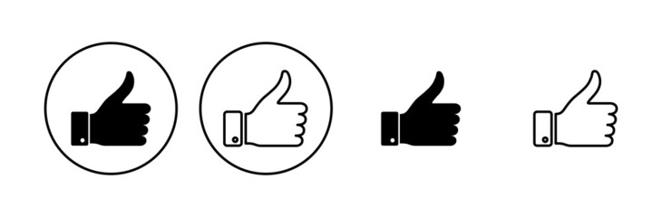 Thumbs up icon set. Hand like. Like icon vector.