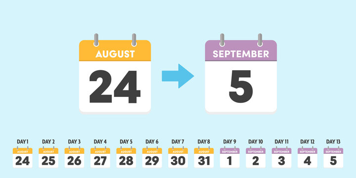競技日程のカレンダーアイコンセット：8月と9月のイベント・スポーツ競技会・フェス等のスケジュール素材