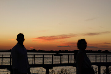 silhouette of a couple at sunset