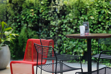 table and chairs in a garden