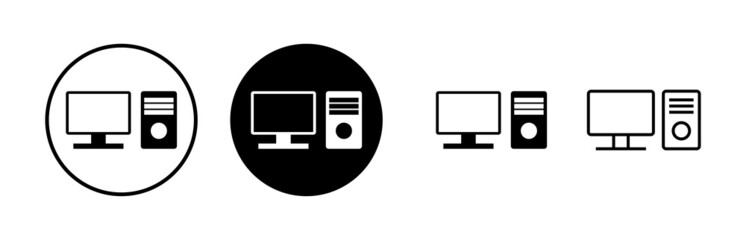 Computer icons set. PC Icon vector. Computer monitor icon. Flat PC symbol