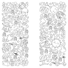 Children play with toys in the kindergarten. Kids playground. Education, creativity, imagination.