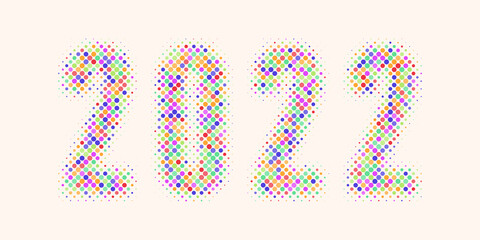 2022 font composed of colored dots, 2022 new year font design
