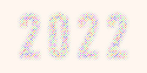 2022 font composed of colored stars, 2022 font design