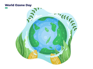 September 16, International Day Preservation of the Ozone Layer or world ozone day illustration. earth day vector. Can be used for banner, poster, postcard, greeting card, web. - Powered by Adobe