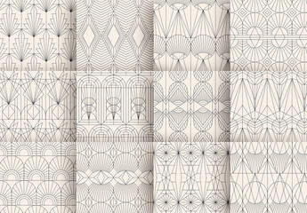 Black and White Patterns Set in Art Deco Style