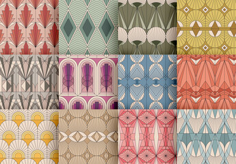 Colorful Patterns Set in Art Deco Style