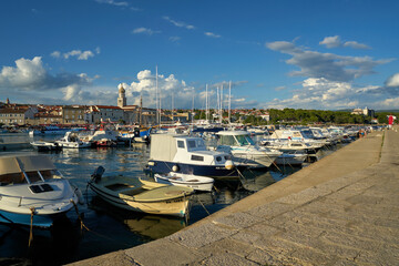 Boats in the port of Krk on the island of the same name Krk on the Adriatic Sea in Croatia