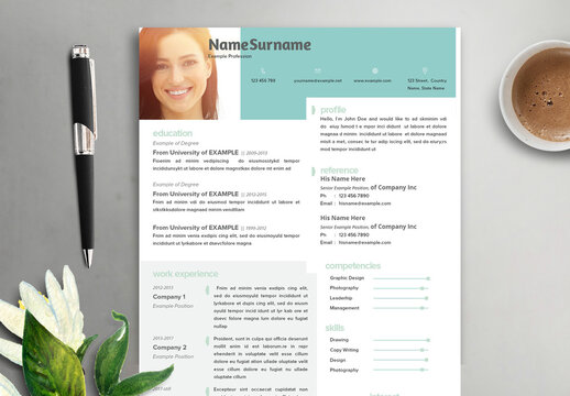 Resume with Light Blue Accents
