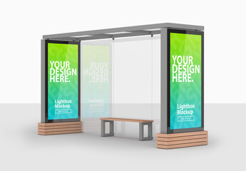 Bus Stop with Two Advertising Lightboxes