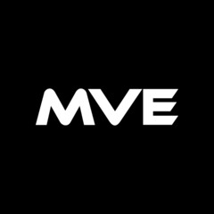 MVE letter logo design with black background in illustrator, vector logo modern alphabet font overlap style. calligraphy designs for logo, Poster, Invitation, etc.
