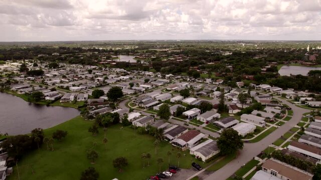 Aerial panorama of a manufactured home park in South Florida 4k