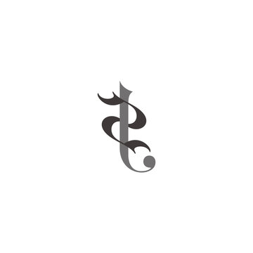 letter 2t colorful linked curves design logo vector
