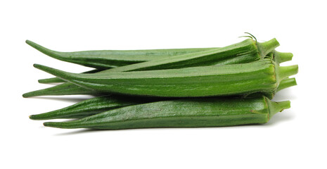 Fresh young okra isolated on white background