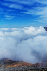 Mountain ridge in the clouds
