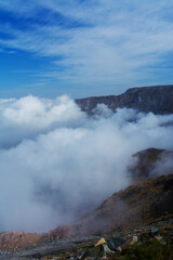 Mountain ridge in the clouds