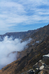 Mountain ridge in the clouds