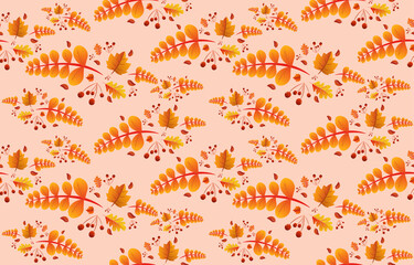 seamless pattern Autumn background with leaves golden yellow. fall concept,For wallpaper, postcards, greeting cards, website pages, banners. Vector illustration
