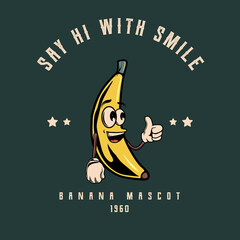 banana logo mascot pose hand draw illustration vintage style