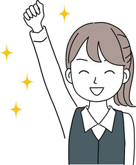 片手をあげるビジネスウーマン