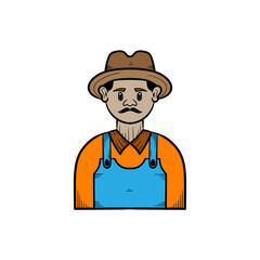 Farmer hand drawn illustration design template isolated