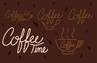 set of different text coffee