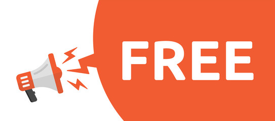 Free banner announcement with megaphone vector illustration