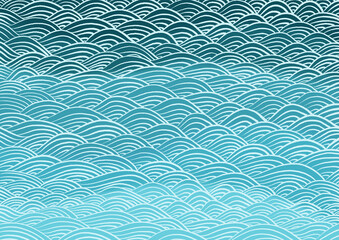Ocean wave oriental art illustration background for decoration on summer holiday and Japanese art...