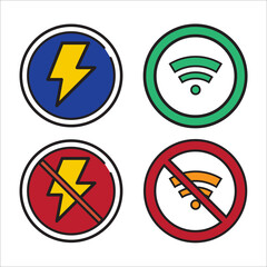 Illustration Vector Graphic of Electrical and Wifi Available or Not Available