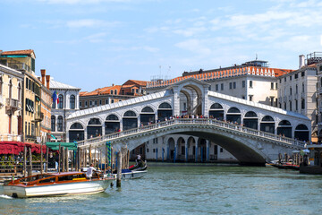 Rialto bridge and Grand Canal in Venice, Italy.