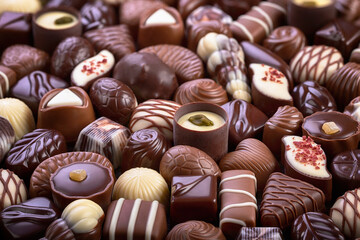 chocolate candy background, assorted sweetness and various dessert