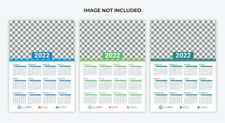 Calendar design for 20122 Week starts on Sun. wall calendar one page 3 color vector design print template with place for photo and company logo. Desk calendar template with white background.