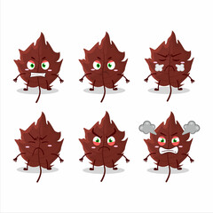 Brown autumn leaf cartoon character with various angry expressions