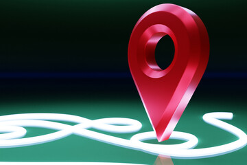 3d illustration of an icon with a red destination point on the map. navigation marker