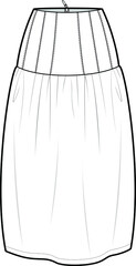 corset skirt fashion flat sketch vector illustration