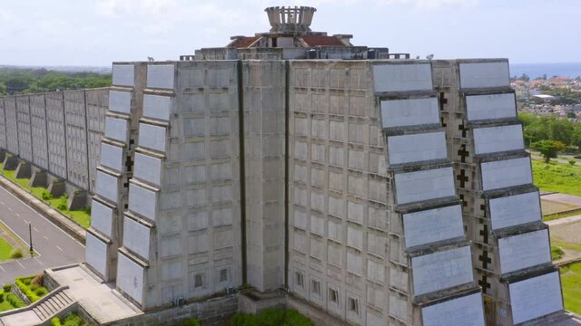 Close up View Of Exterior Of Columbus Lighthouse Monument (Faro a Colon) In Dominican Republic. - aerial