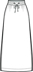 women maxi slit skirt flat sketch vector illustration 