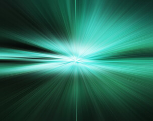 abstract green background with rays light burst