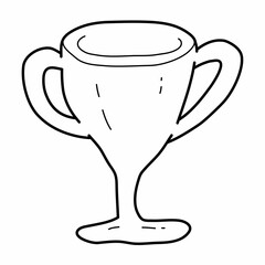 winner trophy championship lineart vector illustration icon design template with doodle hand drawn style for competition award and print coloring book