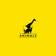 animal logo, giraffe, deer, gorilla. vector icon illustration inspiration