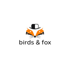 two birds forming a fox. unique logo icon. vector illustration inspiration